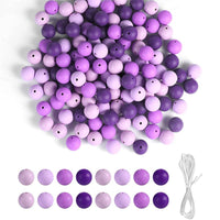 Garvee 120 perline in silicone per la creazione di braccialetti, perline rotonde colorate da 15 mm con filo, viola, resistenti per gioielli e portachiavi