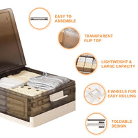 Garvee Set 2 contenitori sottoletto con coperchio, pieghevoli, impilabili, con ruote, trasparenti, per camere da letto e dormitori per studenti, 81x40.5x17.5 cm