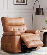 Garvee Poltrona Relax Girevole 360° con Massaggio e Riscaldamento, Pelle PU, Ergonomica, Legno e Metallo, Per Soggiorno e Camera, Elegante Nero - Vintage