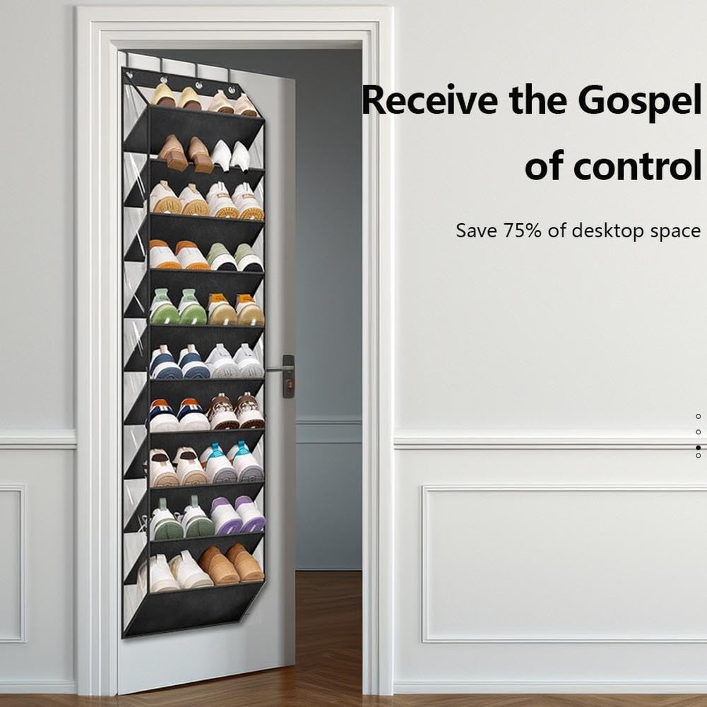 Garvee Organizer Scarpe 10 Livelli con 4 Ganci in Metallo per Porte Standard, 20 Paia, PVC Trasparente, Armadi e Garage, 16,5"x9,8"x71"
