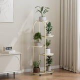Portavasi in metallo Garvee con ruote, multilivello, in ferro battuto, per soggiorno, balcone, giardino, salvaspazio, nero - Oro