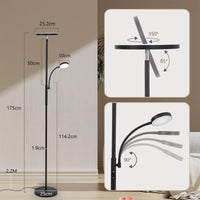 Lampada da terra a LED GARVEE, dimmerabile con luce di lettura, per soggiorno, camera da letto, ufficio, 175 cm, nero