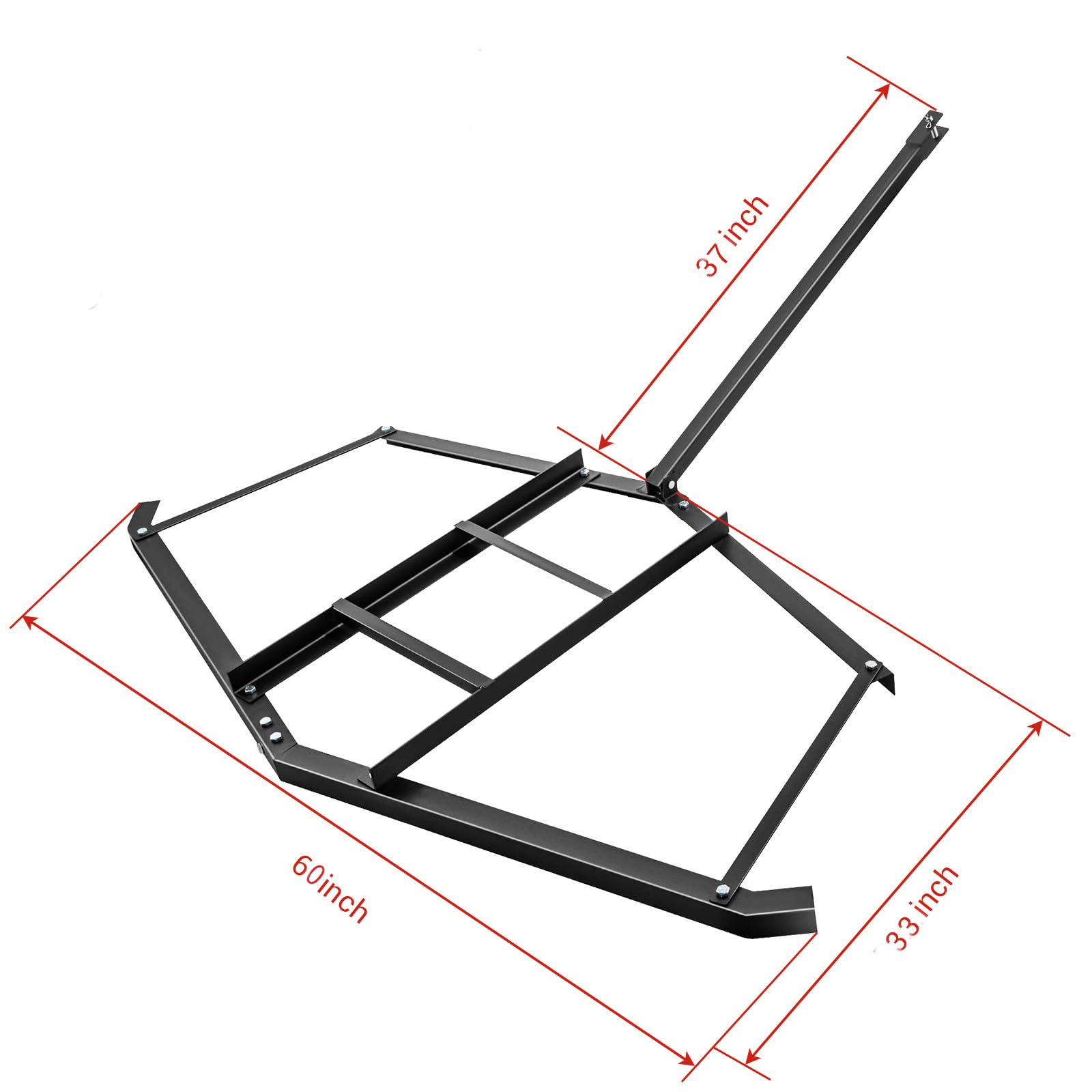 Livellatrice per vialetti Garvee da 60 pollici con bulloni regolabili e 2 barre di rinforzo per giardino, cortile, campo, acciaio Q235, attaccato al perno, compatibile con ATV/UTV