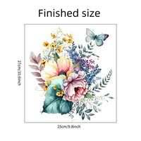 Adesivi per WC Garvee con motivo a foglie di piante, fiori e farfalle, impermeabili, autoadesivi, adesivi per il sedile del WC da parete del bagno