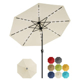 Garvee Ombrellone Da Patio 9FT Navy Blue - Protezione UV, Resistente All'Acqua, Telaio In Ferro, Ventilazione Antivento, Manovella Regolabile, Beige Con Luci, Giardino E Piscina - Beige