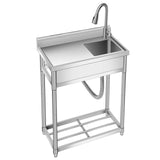 Garvee 76x40x101 cm Lavello Professionale Autoportante in Acciaio Inox con Banco da Lavoro Ripiano e Rubinetto Girevole - Argento