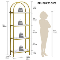 Libreria Garvee a 4 ripiani con arco, struttura in metallo, robusta per soggiorno e ufficio, 72x24x12 pollici, design moderno