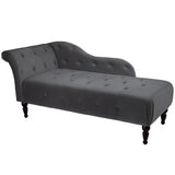 Divano Letto Garvee Imbottito in Velluto con Bottoni Capitonnés, Bracciolo Sinistro, Schienale 115°, Legno Massiccio, 176 cm, Soggiorno e Camera - Dark Grey