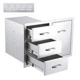 Garvee Cucina Esterna con Cassetti in Acciaio Inox 304, Design Multi-Strato con Porte e Cassetti, per BBQ e Patio, 56x56x84 cm, Acciaio Inox