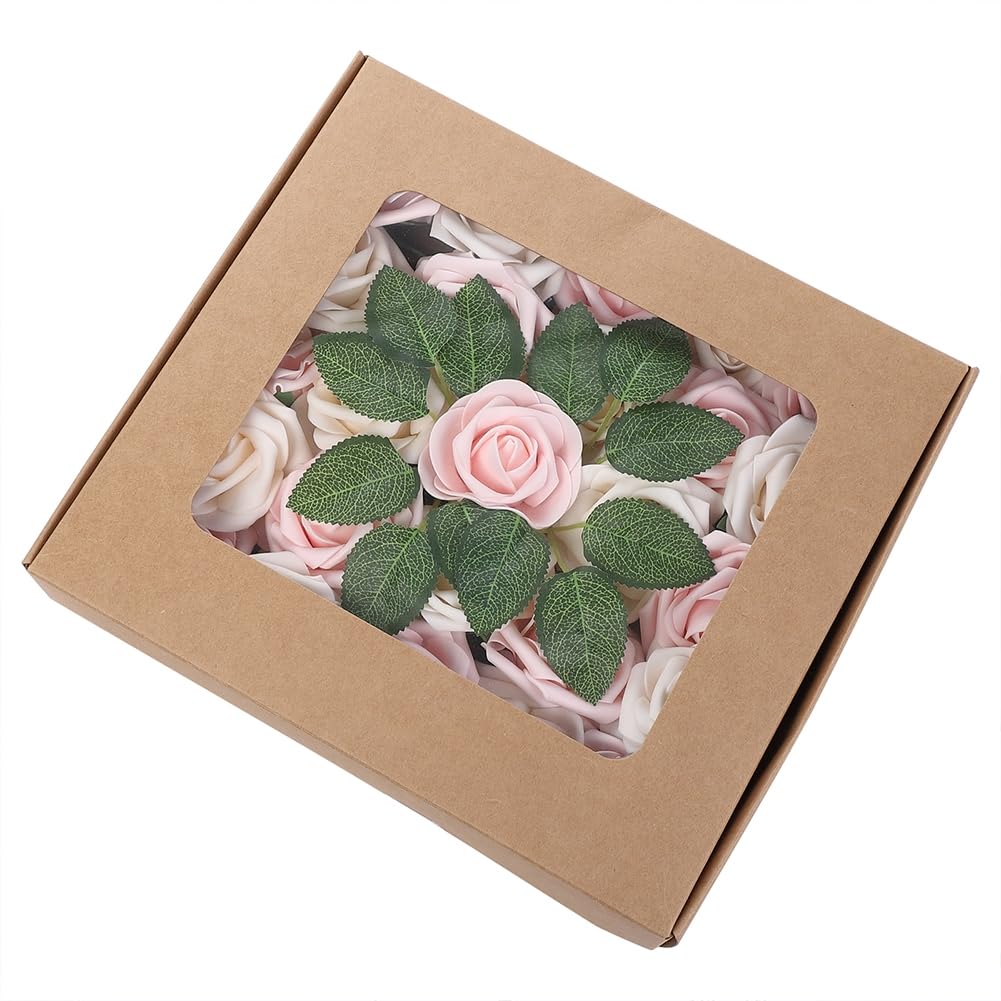 Garvee Scatola di rose artificiali da 25 pezzi, scatola regalo di fiori di sapone, confezione regalo romantica rosa