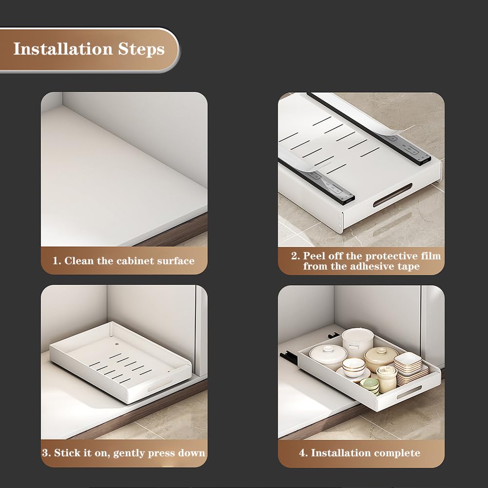 Scaffale portaoggetti estensibile Garvee in acciaio al carbonio, sistema di cassetti per cucina e bagno, varie dimensioni, antiscivolo