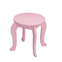Garvee Tocador Infantil De Madera 2 En 1 Con Espejo Triple Plegable Y Cajón Para Niñas, Diseño Princesa, MDF Resistente, Taburete, Habitación Infantil