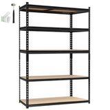 Garvee Scaffale Garage 5 Ripiani Acciaio Regolabile 1361 kg MDF Antiscivolo Multiuso 122x46x183 cm Nero