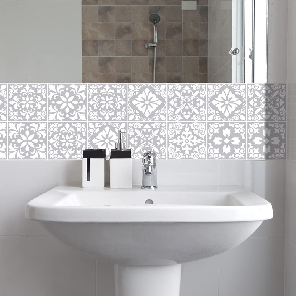 GARVEE 24 adesivi per piastrelle autoadesivi per la decorazione delle pareti, impermeabili, resistenti all'olio, in vinile, per bagno e cucina