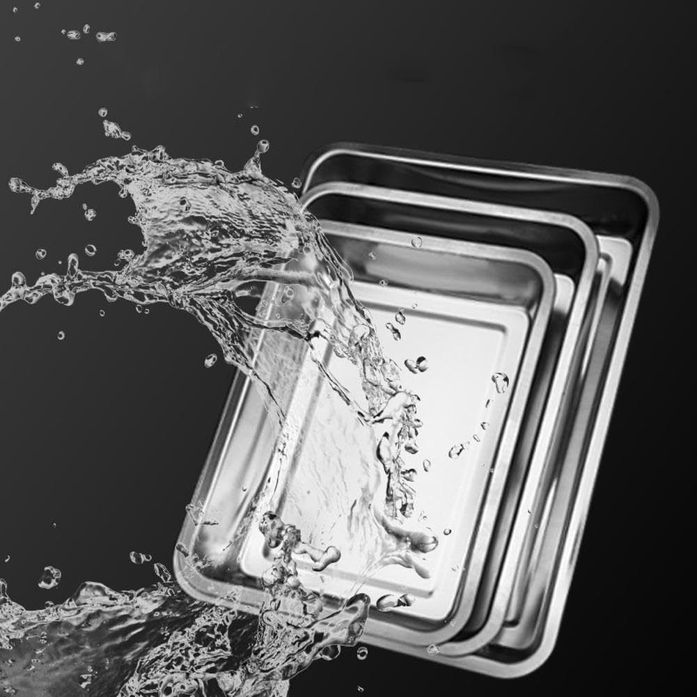 Piastra da forno universale Garvee in acciaio inox 304, grande capacità, rivestimento antiaderente, resistente al calore fino a 200°C, per arrostire e grigliare, argento