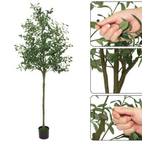 Albero di ulivo artificiale Garvee da 6 piedi con foglie realistiche, facile da curare, stelo flessibile per ufficio e soggiorno, plastica e cemento, verde