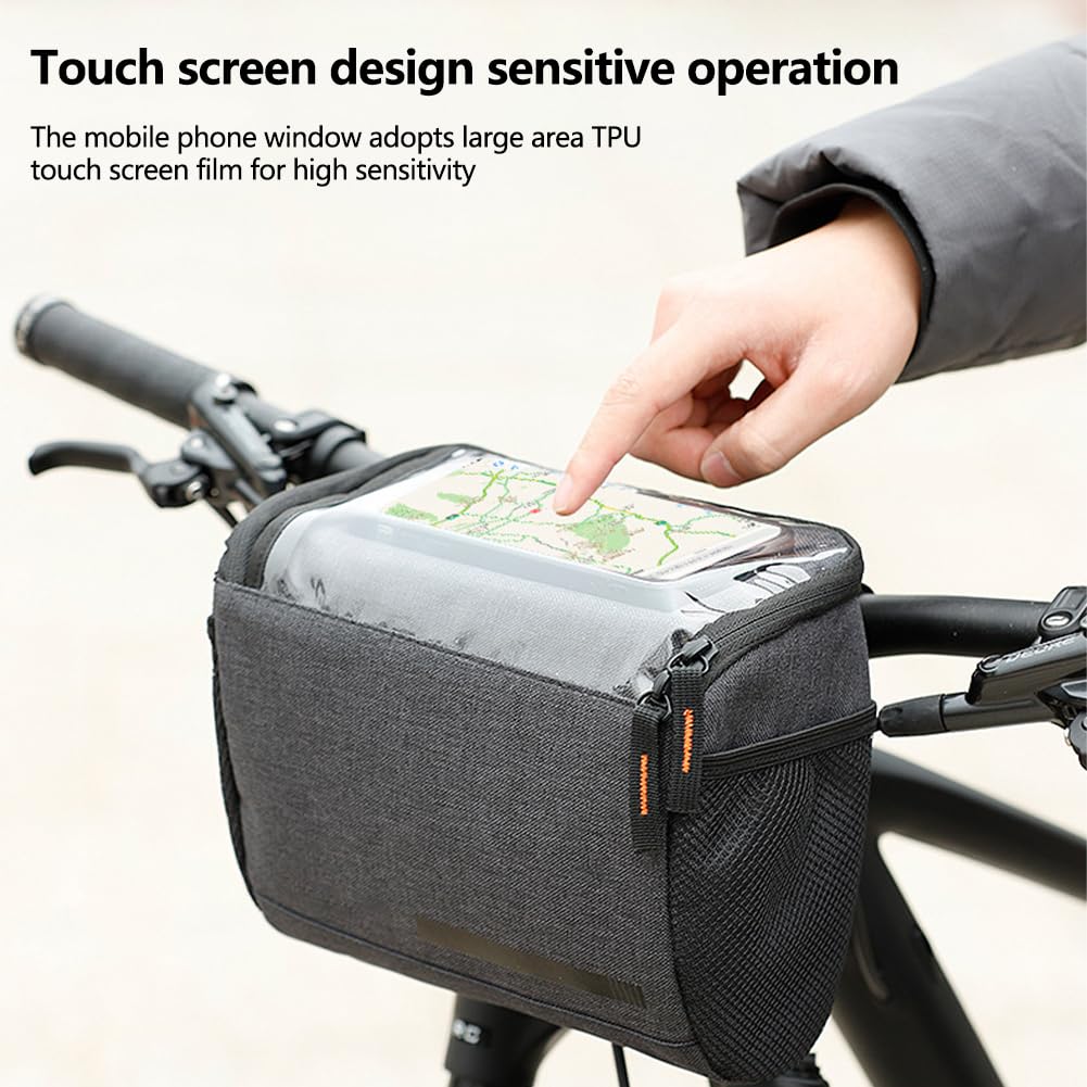 Garvee Borsa Manubrio Bicicletta 4.5L Impermeabile TPU Touch Multiuso per MTB Corsa Pieghevole, 20x12.5x18 cm, Nero