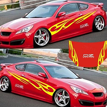 Adesivo per auto Garvee Large Floors 3D Flame Totem, vinile autoadesivo per auto, giallo