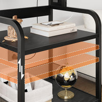 Supporto per stampante mobile Garvee di grandi dimensioni con 2 porte CA e 2 porte USB, regolabile su 3 livelli, metallo e MDF, 4 ruote con freni, impermeabile, per ufficio e casa, 20,46" x 15,76" x 31,46"