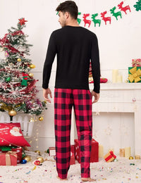 Garvee Christmas Family Pigiama natalizio Set a due pezzi a maniche lunghe Pigiama da notte per famiglie Uomo Nero 1L