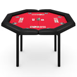 Garvee Tavolo da Poker Pieghevole 122 cm Ottagonale 8 Giocatori, Bordo Imbottito, Portabicchieri in Acciaio, Gambe in Metallo Collassabili, Pelle e Velluto, Texas Hold'em e Feste