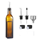 Dispenser per olio d'oliva Garvee da 17 once in vetro ambrato con versatore e imbuto in acciaio inossidabile per cucina e cottura, ermetico, antigoccia, salvaspazio