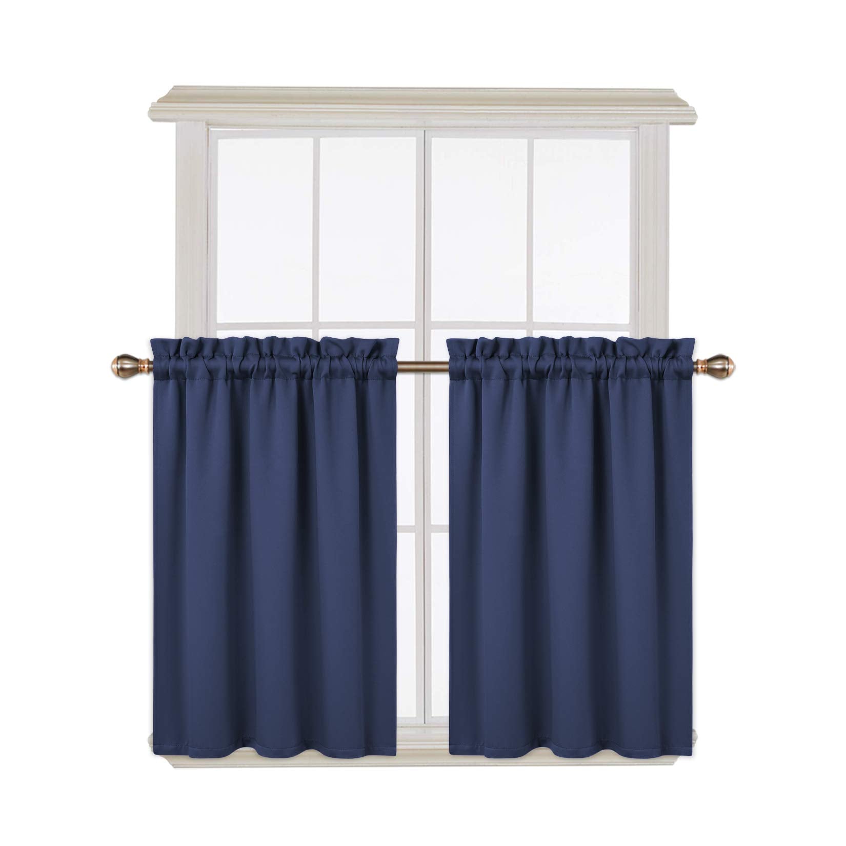 Garvee 2 pezzi mantovane oscuranti per finestre, soggiorno, cucina, camera da letto, mantovane per finestre termoisolanti, blu navy, 26 × 30 pollici