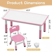 Garvee Set Tavolo e 6 Sedie per Bambini, Altezza Regolabile, Piano Graffiti, Materiale Sicuro, Antiscivolo, Casa e Scuola, Multicolore, Dimensioni Variabili