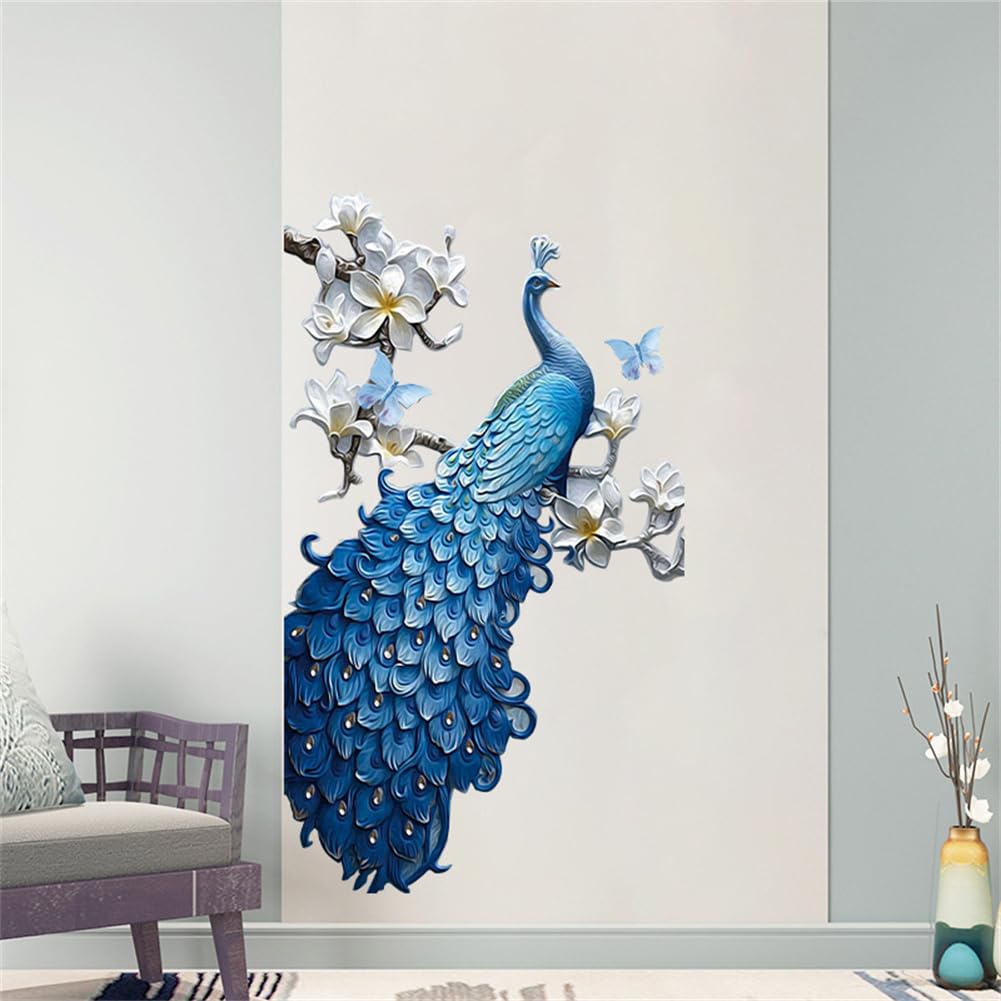 Adesivi murali Garvee con motivo a fiori di pavone, adesivi decorativi autoadesivi e rimovibili, 40 x 90 cm, colori vivaci, PVC resistente