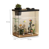 Kit di avviamento per mini acquario Garvee in acrilico con pompa e luce LED, trasparente, per gamberetti e piccoli pesci, decorazione da tavolo