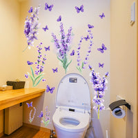 Garvee 2 fogli/set adesivi murali viola lavanda rimovibili a getto d'inchiostro per la decorazione del soggiorno, materiale in PVC, facili da usare, autoadesivi, superficie liscia