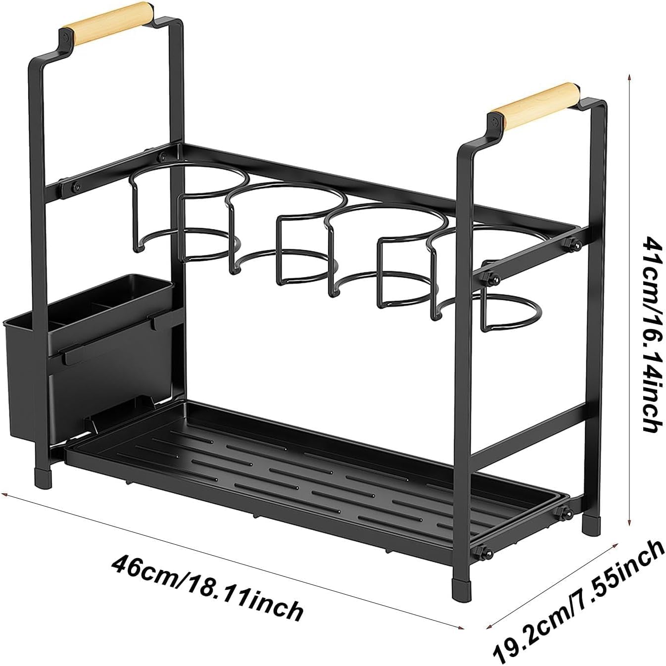 Organizzatore per bottiglie d'Acqua Garvee, portabicchieri a due livelli, scaffale portaoggetti in acciaio al carbonio con ripiano per piccole cucine piani di lavoro, nero, compatto
