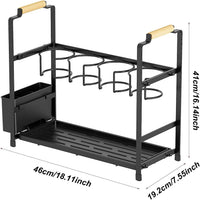 Organizzatore per bottiglie d'Acqua Garvee, portabicchieri a due livelli, scaffale portaoggetti in acciaio al carbonio con ripiano per piccole cucine piani di lavoro, nero, compatto