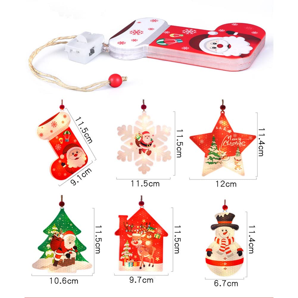 Garvee 6PCS Decorazioni Natalizie LED Fiocco di Neve e Pentagramma, Luci a Stringa, 6 Dimensioni, Materiale PS, per Albero di Natale e Feste