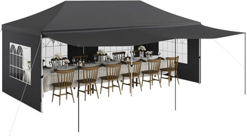 Gazebo 3x6M pieghevole Garvee Heavy Duty tenda a baldacchino con 6 pannelli laterali rimovibili per feste commerciali, altezza regolabile, grigio