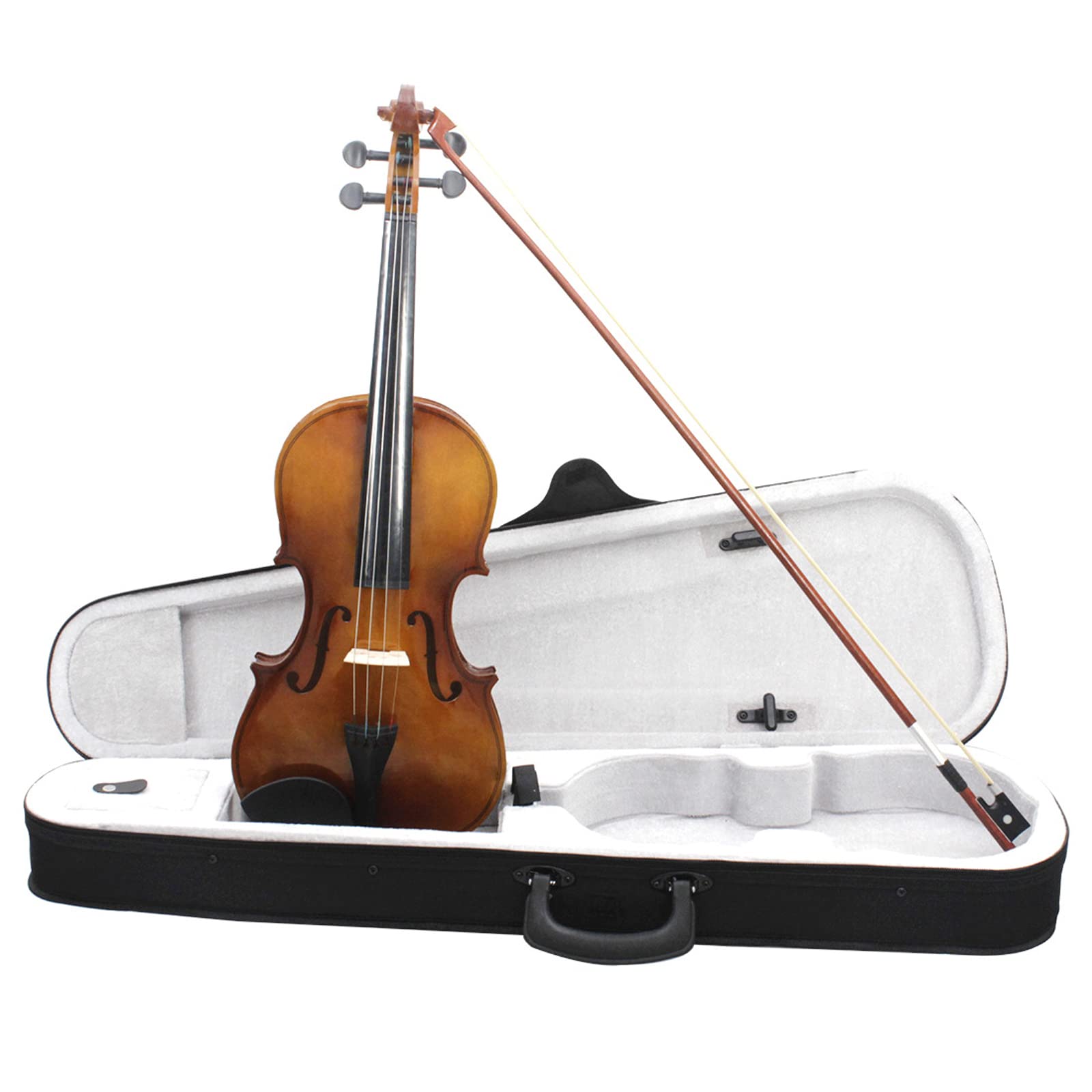 Garvee Violino Acustico per Principianti 4/4 con Arco e Custodia in Legno di Basswood, Suono Caldo, Strumento per Orchestra e Concerto, Colore Naturale