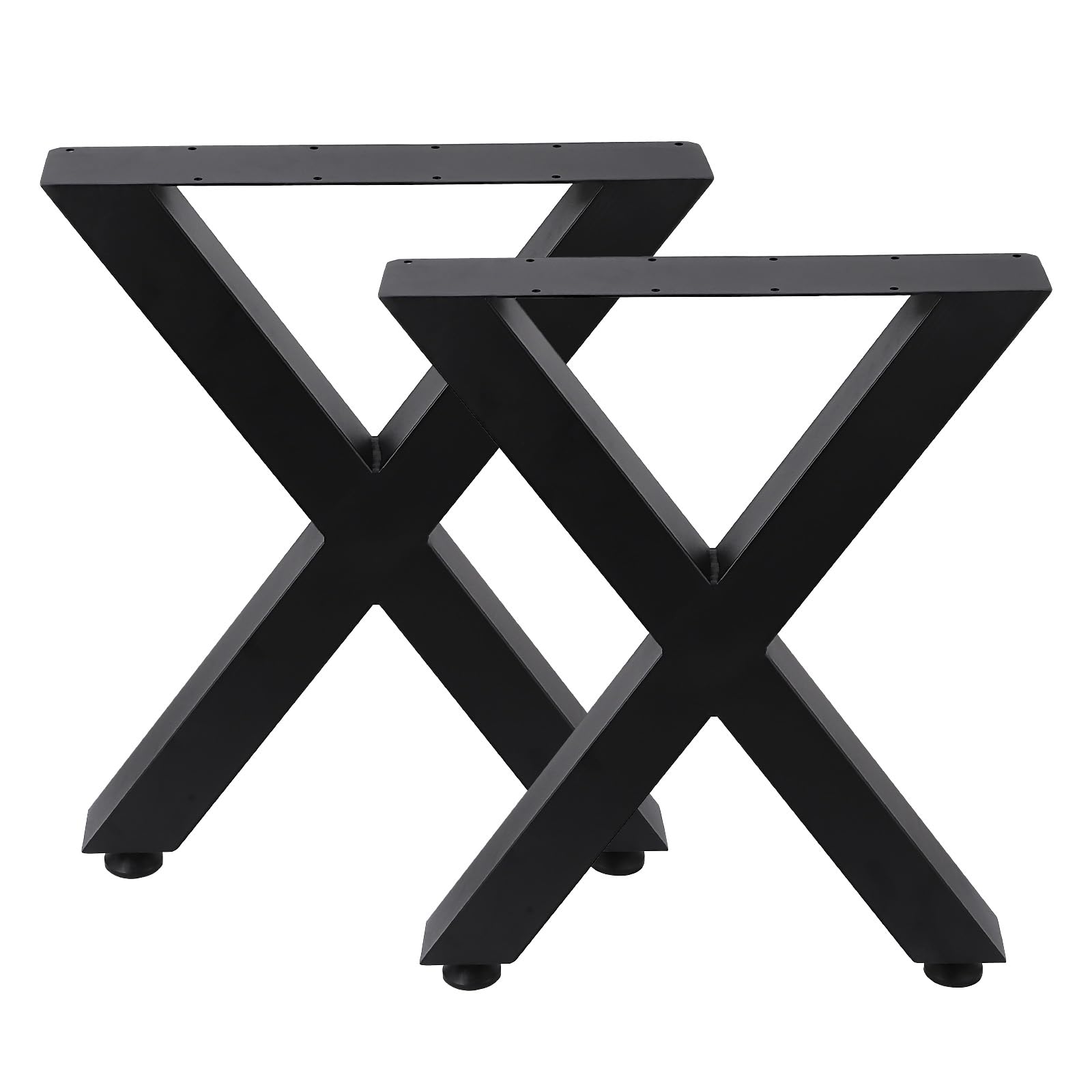 Gambe per tavolo Garvee da 28 pollici in metallo a forma di X, stabili, rustiche, verniciate a polvere nera per sala da pranzo e ufficio