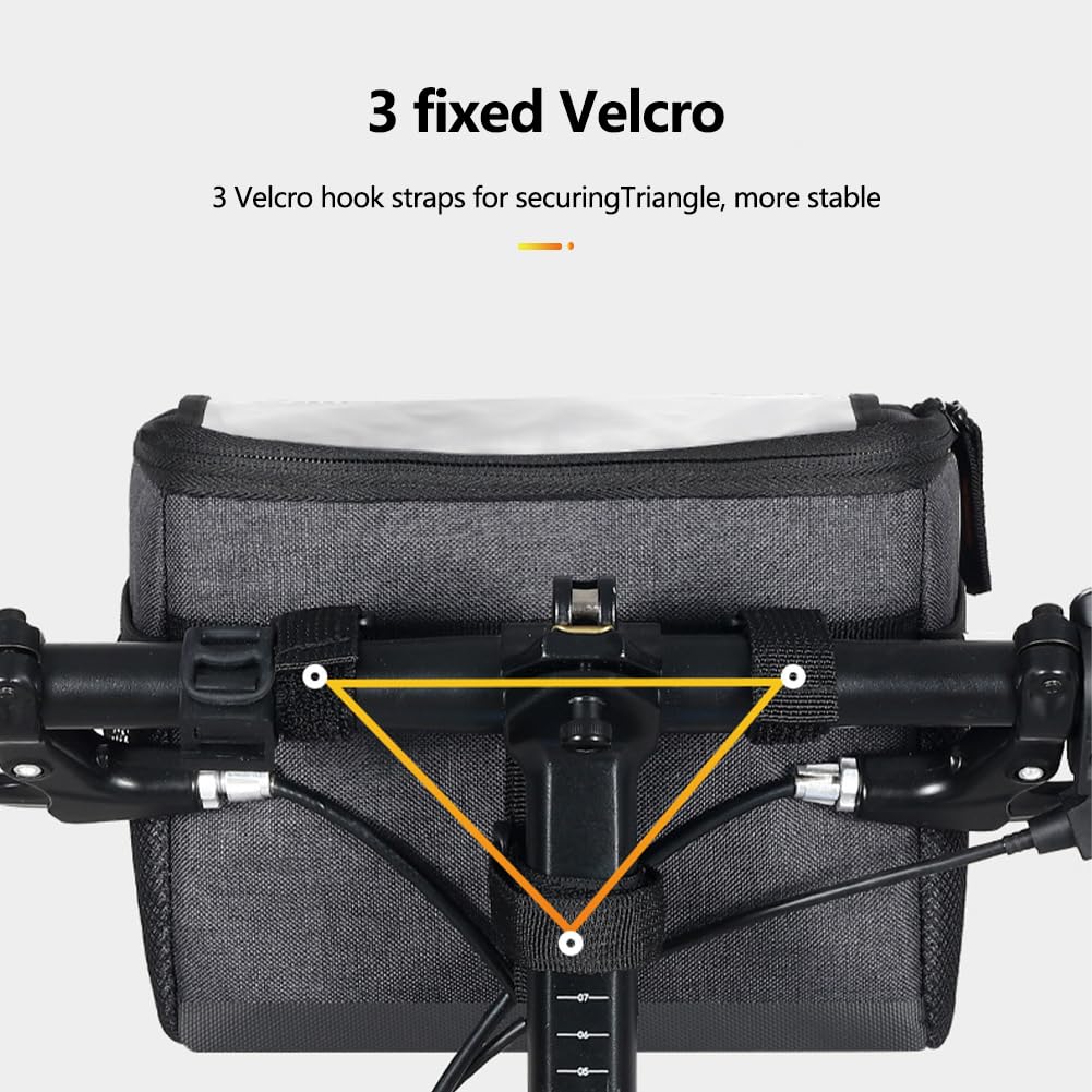 Garvee Borsa Manubrio Bicicletta 4.5L Impermeabile TPU Touch Multiuso per MTB Corsa Pieghevole, 20x12.5x18 cm, Nero