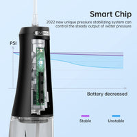 Garvee 300 ml Filo interdentale portatile senza fili con 4 modalità e 4 ugelli per casa e viaggio, ricarica rapida USB, impermeabile IPX7, batteria da 2500 mAh, nero