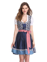 Garvee Dirndl Bavaria Oktoberfest Dress Set 3 pezzi Costume tradizionale con camicetta e grembiule di media lunghezza Colore a contrasto Festival bavarese