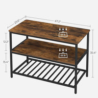 Scaffale da cucina Garvee a 3 ripiani con ampio piano di lavoro, robusta struttura in acciaio, stile industriale, 120x60x90 cm, marrone rustico