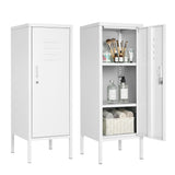 Garvee Armadio Metallico con Serratura, 39''h, Ripiani Regolabili, Ventilazione, Acciaio, Doppio Scomparto, Antiribaltamento per Palestra e Ufficio, Nero - White