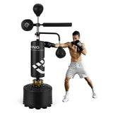 Sacco da Boxe 5 in 1 Garvee Regolabile 160-230 cm per Adulti - Pelle PU Nero, Ideale per Kickboxing