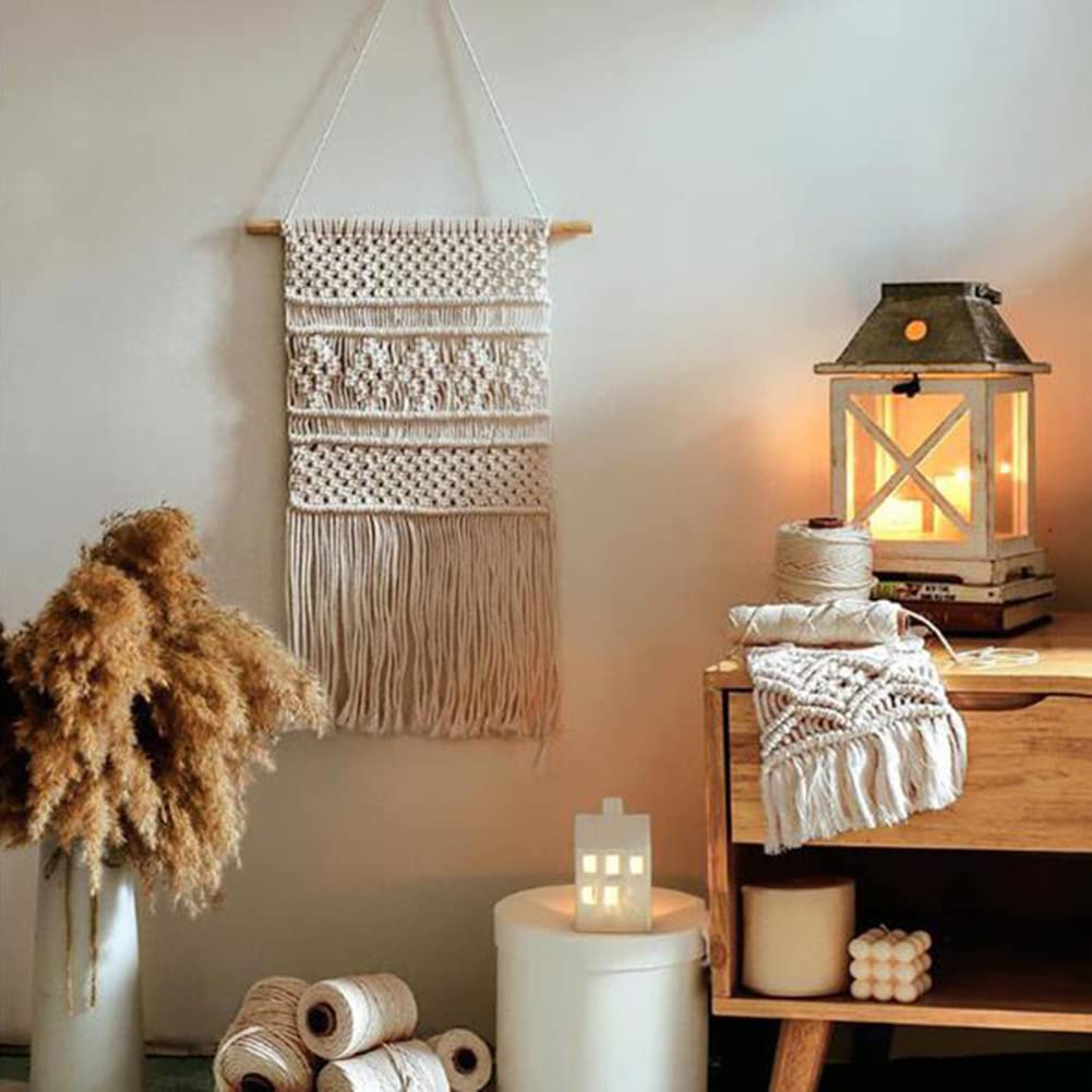 Corda di cotone Garvee 4 mm x 50 m intrecciata naturalmente robusta per macramè fai da te decorazioni da parete porta piante confezioni regalo