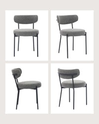 Set 2 sedute per Pranzo Garvee Mid Century Bouclé Viol e shinale regolabi Viol in metallo in schiuma ad alta densità Ergonomiche per sala da Pranzo Nero