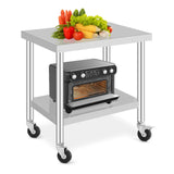 Garvee Tavolo da Lavoro in Acciaio Inox Regolabile con 4 Ruote per Cucine Professionali Vari Dimensioni
