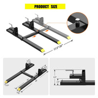 Forche per pallet con morsetto Garvee da 43" e capacità di carico di 2000 libbre, barra stabilizzatrice regolabile, acciaio per impieghi gravosi, forche per caricatore frontale, montaggio rapido, per trattori e minipale