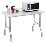 Garvee Tavolo Pieghevole in Acciaio Inox 122x61 cm, Capacità 181 kg, Robusto e Portatile, Perfetto per Cucina e Campeggio - No Undershelf