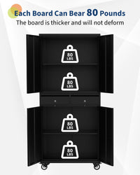 Armadio portaoggetti in metallo Garvee da 72" con ruote, ante con serratura e 2 cassetti per officina e garage, 72"x31,5"x16,5", verniciato a polvere