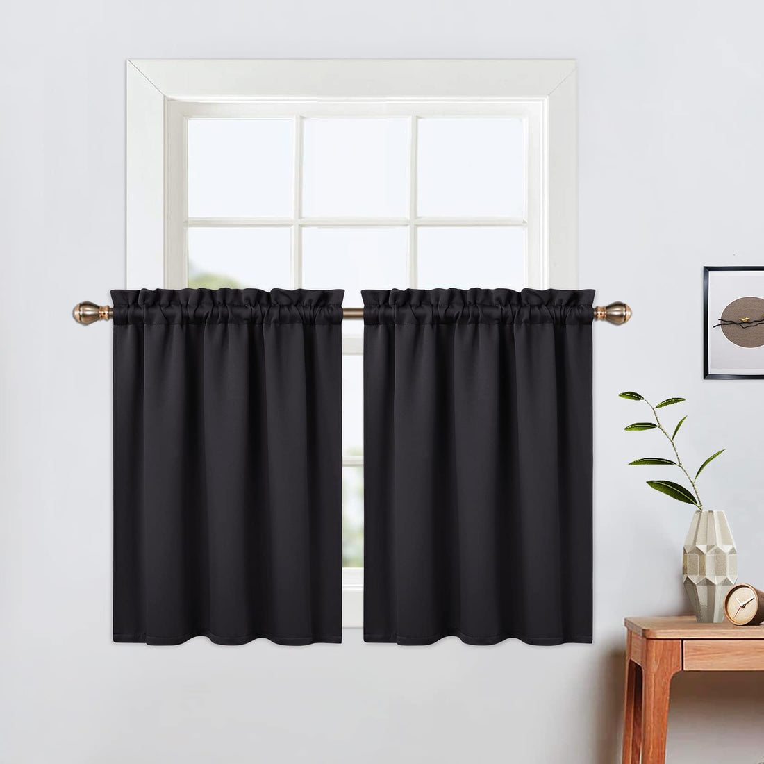 Tende oscuranti corte Garvee da 36 pollici per bagno, 2 pannelli, poliestere, oscuranti, tasca per asta, piccole finestre, bianco
